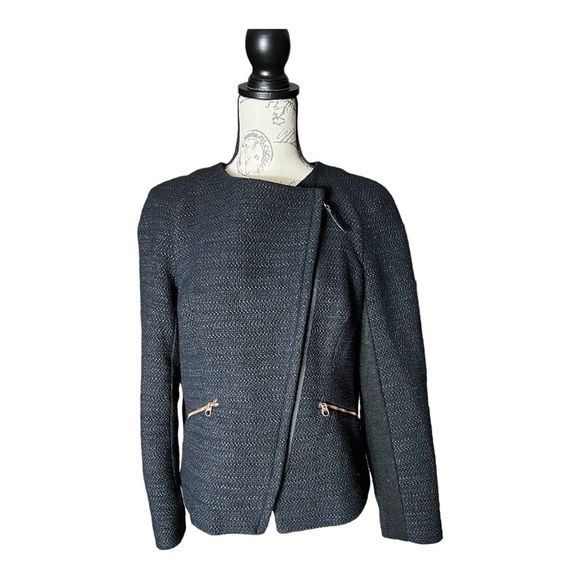 Ted Baker London Ayeleen Textured Jacket Black Tweed Size 3 Medium - Picture 6 of 16